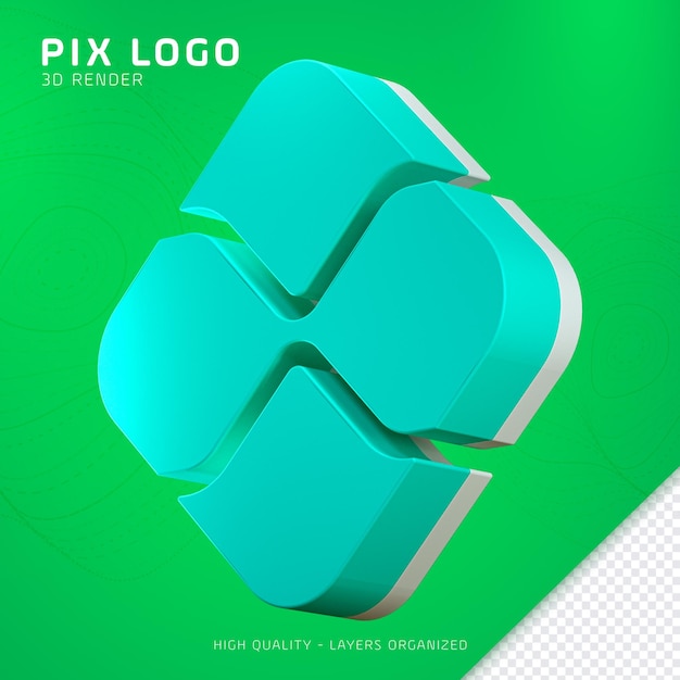 3D-Rendering des Pix-Logos nach links geneigt für das Compositing