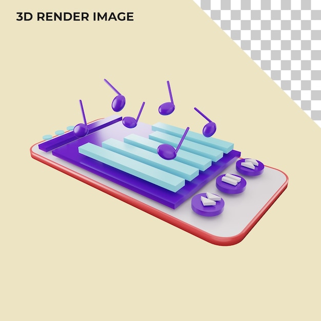 3D-Rendering des Smartphone-Musikplayers