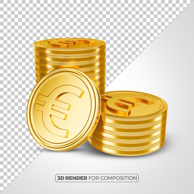 3D-Rendering des Symbols des Stapels der Euro-Münzen