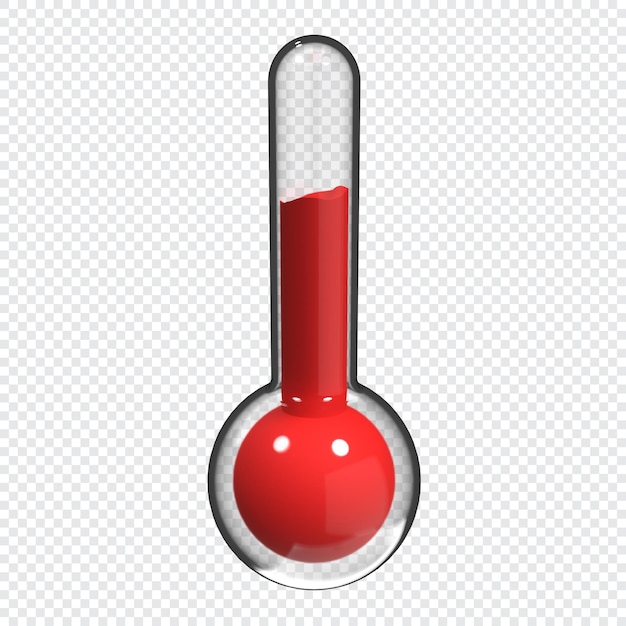 PSD 3d-rendering des thermometers 3d-glas-thermometer rotes thermometer-symbol 3d-repräsentationsbild