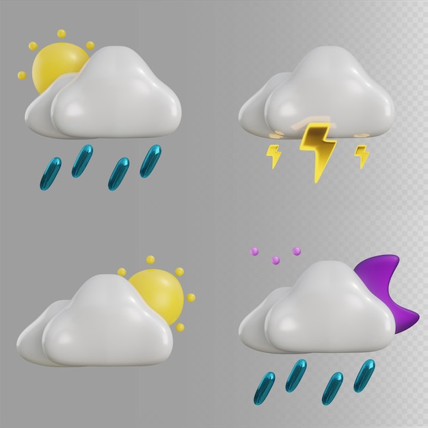 3D-Rendering des Wetterwolkenpakets