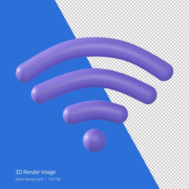 3D-Rendering des WIFI-Signalsymbols isoliert auf weiss.