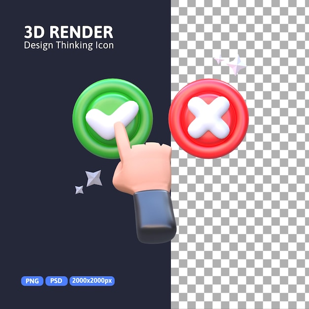 3D-Rendering - Design Thinking Choice-Symbol