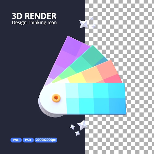 3d-rendering - design thinking color card-symbol