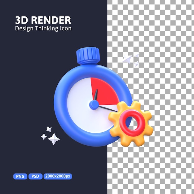 3D-Rendering - Design Thinking Zeitmanagement-Symbol