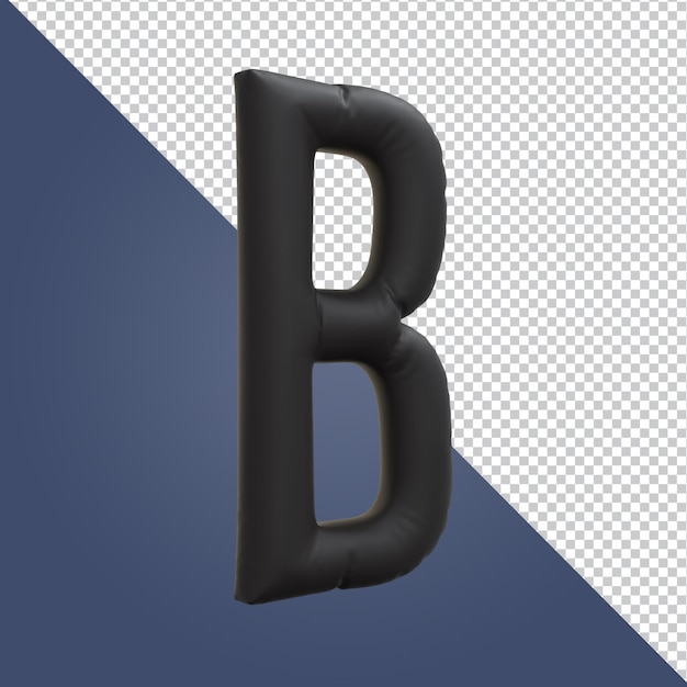 3d rendering di alfabeto dorato lettera B in stile palloncino