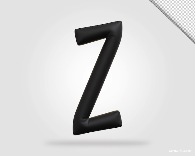 3d rendering di alfabeto dorato lettera Z in stile palloncino