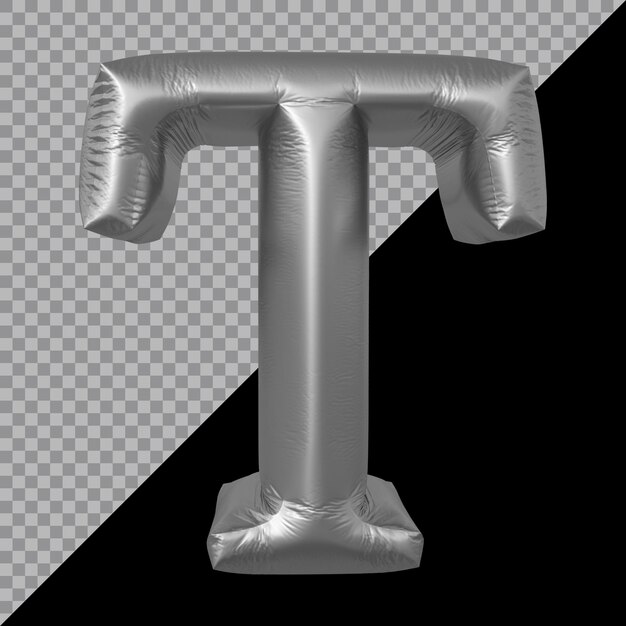 3D rendering di alfabeto lettera t palloncino argento