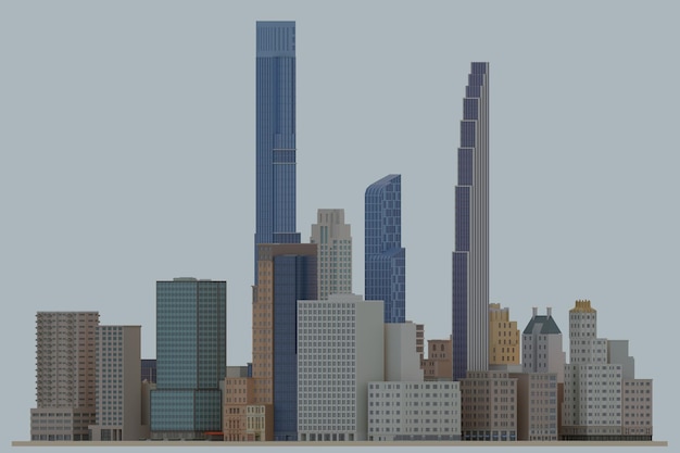 3D rendering di edifici grattacieli cityscape nyc