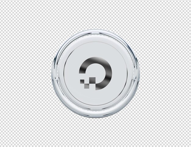 3d-rendering digitales ozeansymbol silber glänzend