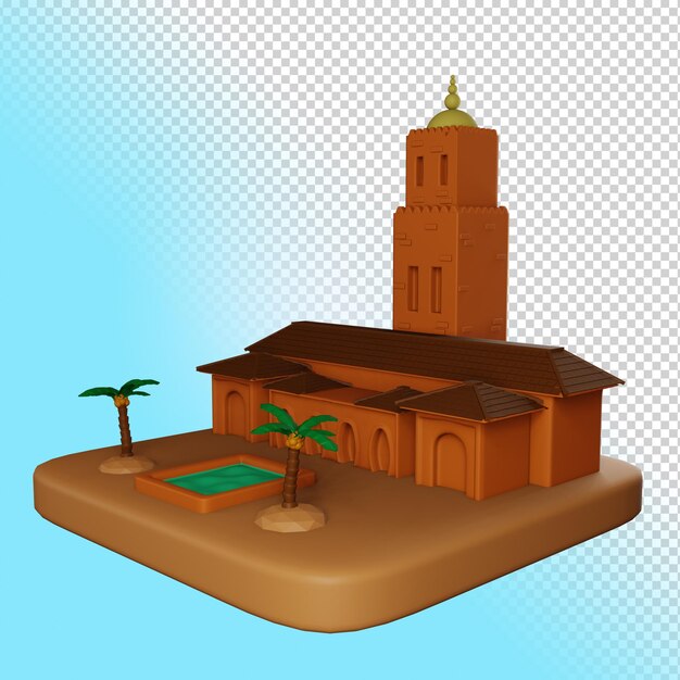 PSD 3d rendering diorama marrakech marruecos