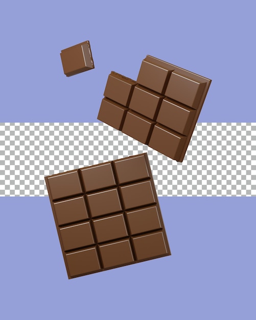 3d rendering dolce barretta di cioccolato tagliata trasparente