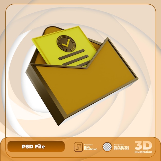 3d-rendering e-mail-symbol illustration genehmigen