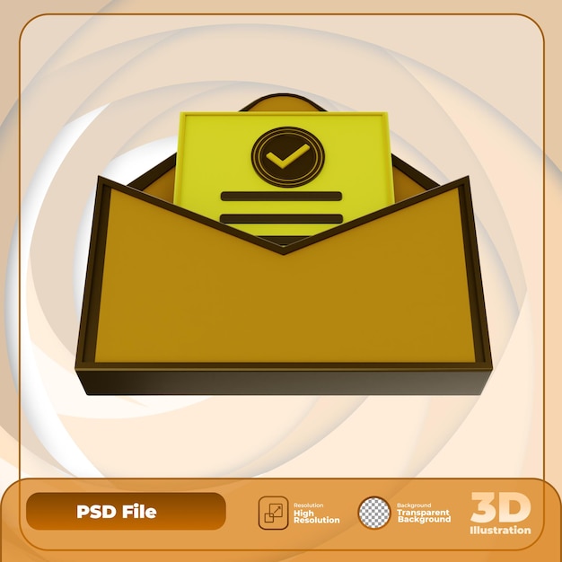 PSD 3d-rendering e-mail-symbol illustration genehmigen