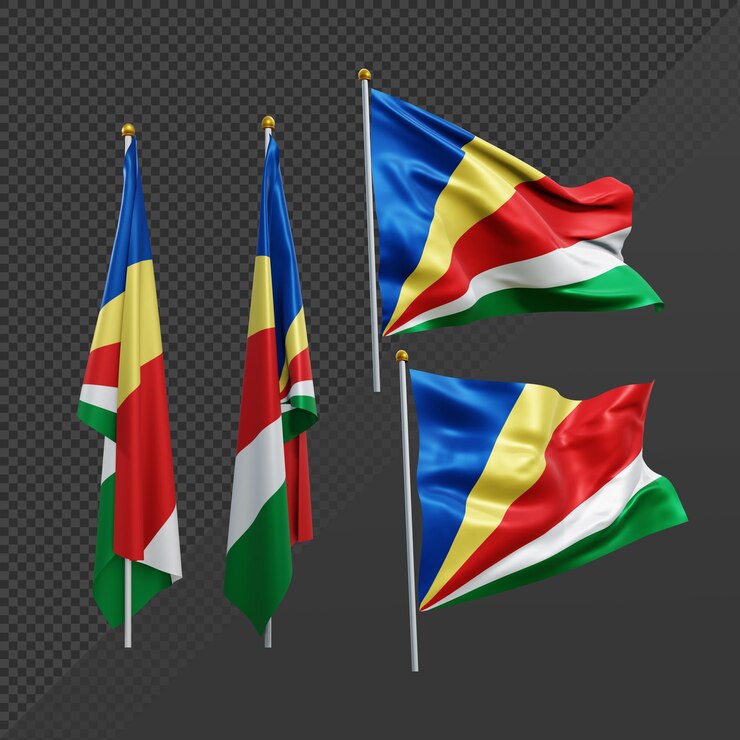 PSD 3d rendering east africa seychelles flag fluttering and no fluttering