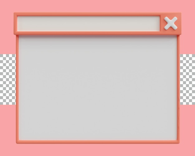 3D-Rendering Ein süßes Website-Fenster ist ein Fenster mit einem einfachen transparenten