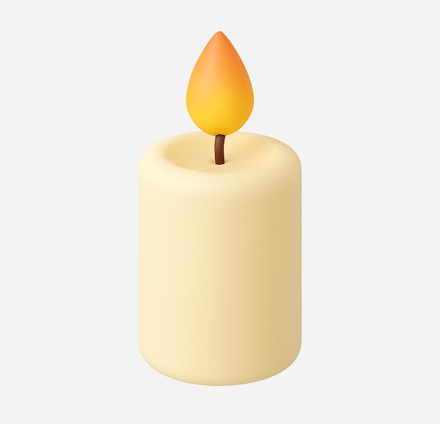 3D-Rendering einer angezündeten Kerze