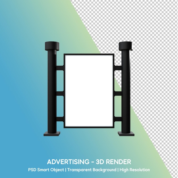 3D-Rendering einer Anzeigetafel mit leerer Anzeige