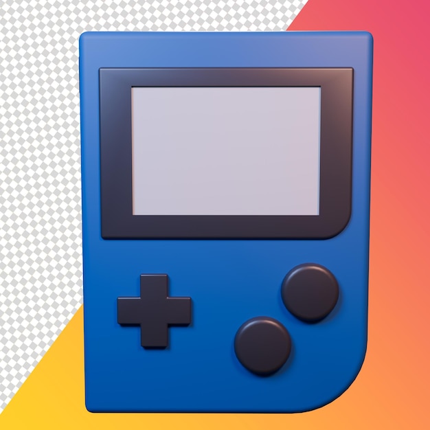 3D-Rendering einer blauen Retro-Spielkonsole