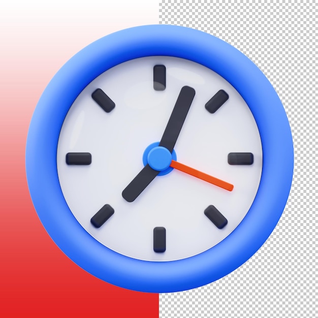 3D-Rendering einer blauen Wanduhr
