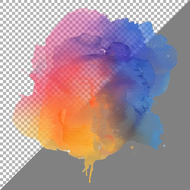 PSD 3d-rendering einer farbenfrohen aquarell-textur auf durchsichtigem hintergrund