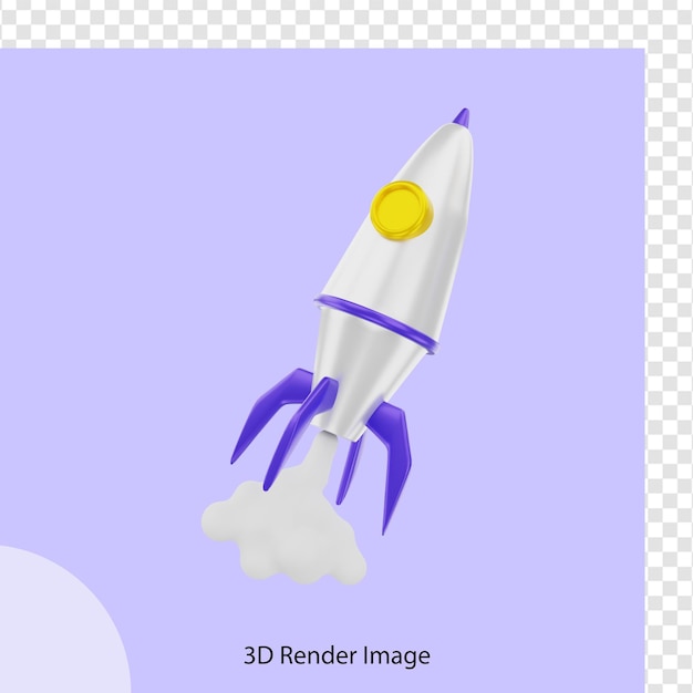 3D-Rendering einer fliegenden Rakete