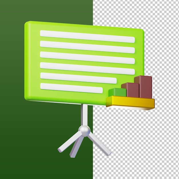 3D-Rendering einer Geschäftspräsentationstafel mit Diagrammen