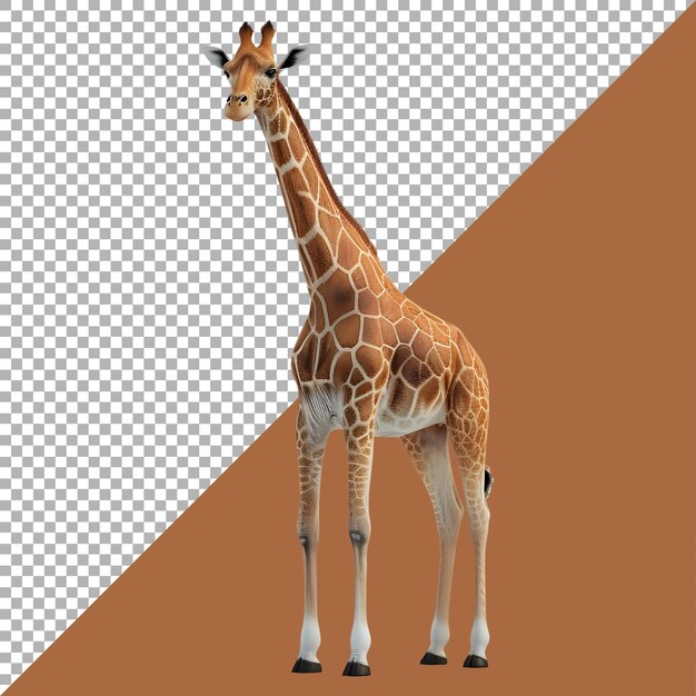 PSD 3d-rendering einer giraffe, die auf durchsichtigem hintergrund steht