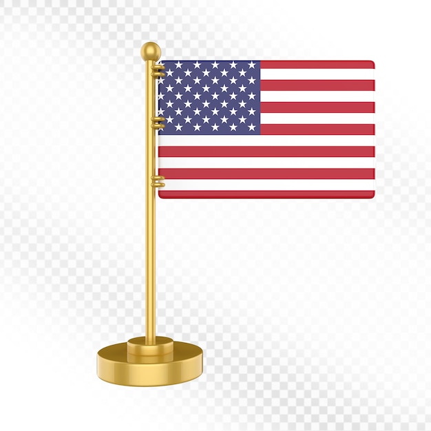 3D-Rendering einer goldenen Desktopflagge der Vereinigten Staaten von Amerika