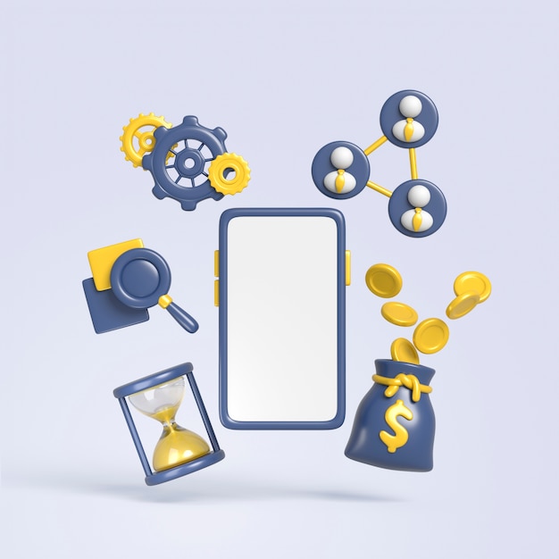 3D-Rendering einer intelligenten Finanz-App