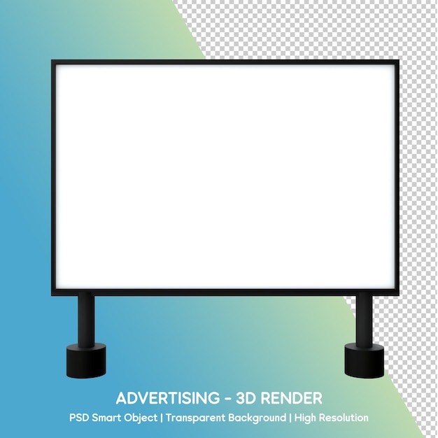 3D-Rendering einer leeren Werbetafel für Werbung