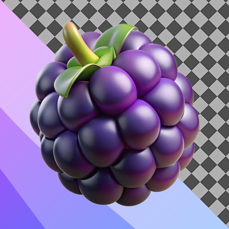 PSD 3d-rendering einer schwarzbeerenfrucht