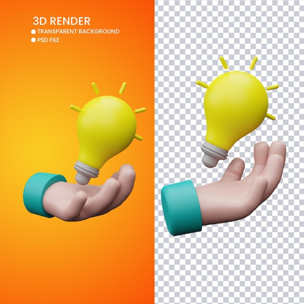 3D-Rendering einer süßen Lampe mit der Hand