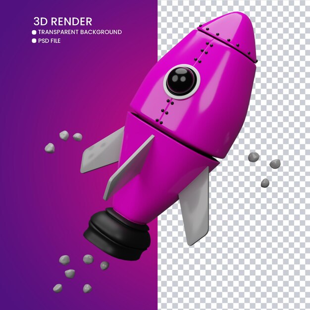 3D-Rendering einer süßen Rakete