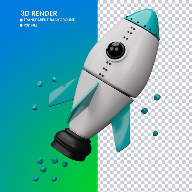 3D-Rendering einer süßen Rakete