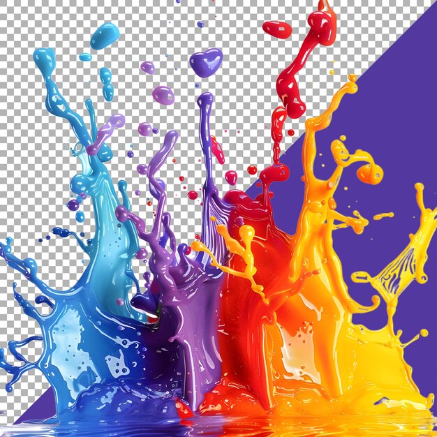 3D-Rendering einer Wasserfarbe Splashes auf durchsichtigem Hintergrund Ai generiert