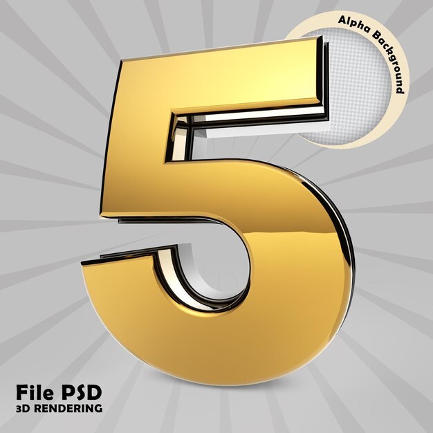 3D-Rendering einer Zahl gold