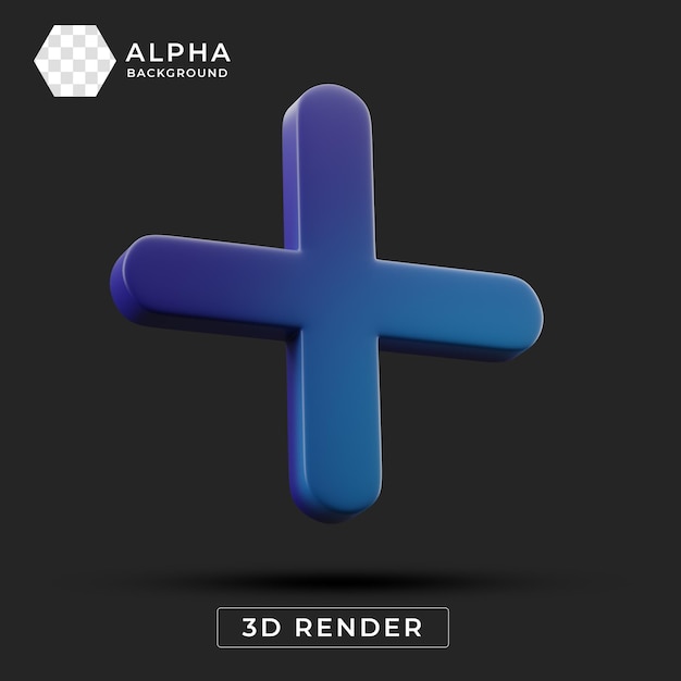3D-Rendering eines blauen Plus-Zeichens