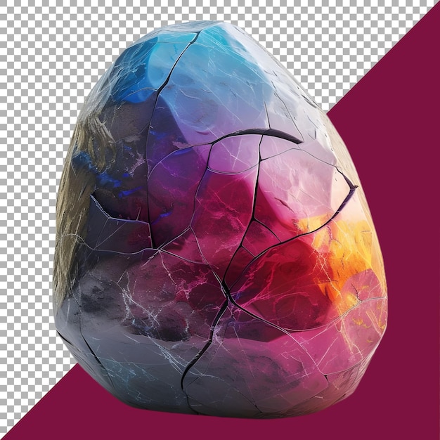 PSD 3d-rendering eines farbenfrohen steins auf durchsichtigem hintergrund