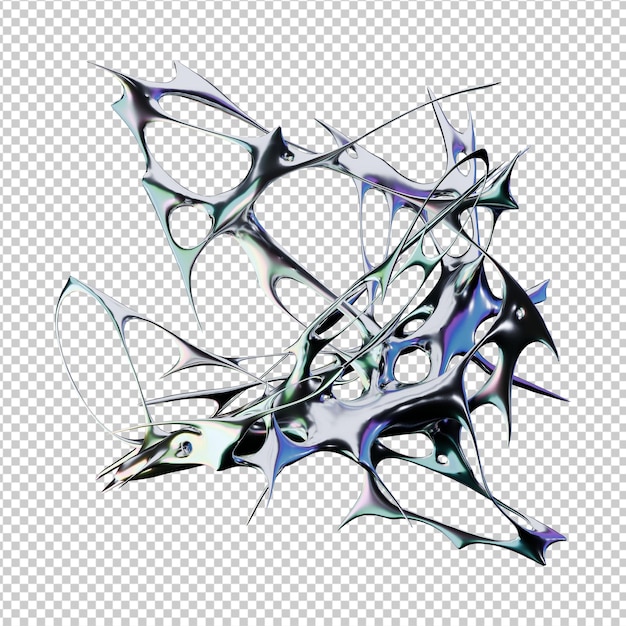 3D-Rendering eines iridescenten metallischen Chromtyps im futuristischen Stil