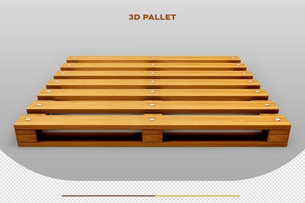 PSD 3d-rendering eines isolierten modells von holzpaletten