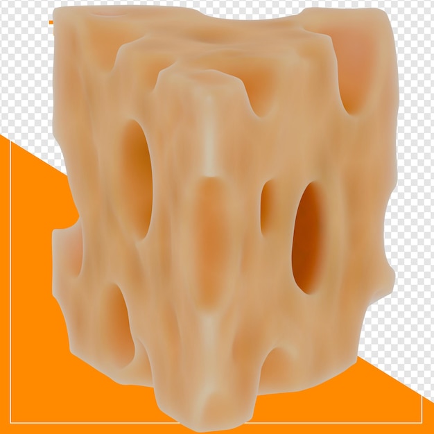 3D-Rendering eines Käsewins mit durchsichtigem Hintergrund
