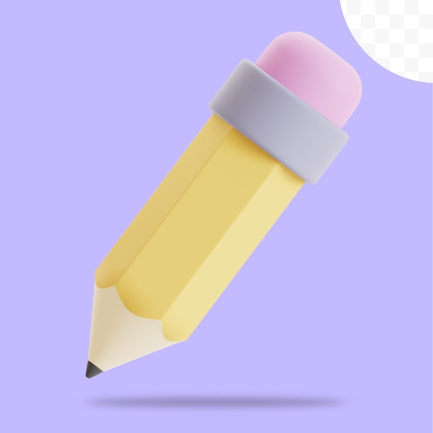 3D-Rendering eines niedlichen Bleistifts