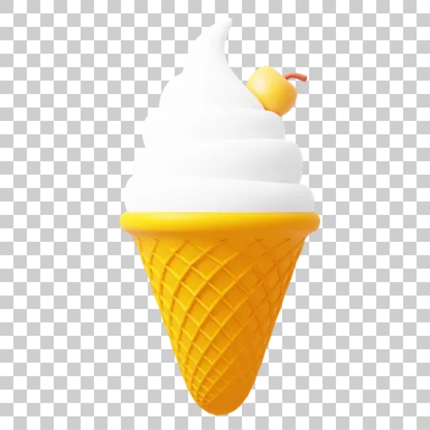 3D-Rendering eines niedlichen Eiscreme-Kegels