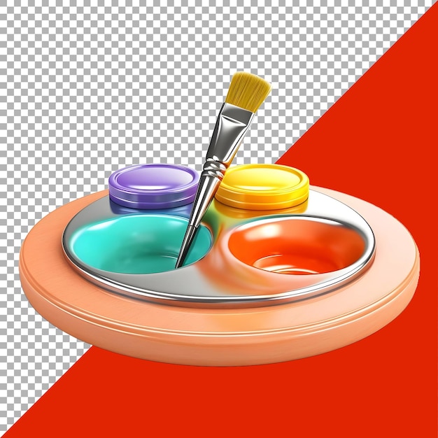PSD 3d-rendering eines pinsels mit buntem farbherz auf transparentem hintergrund, ai generiert
