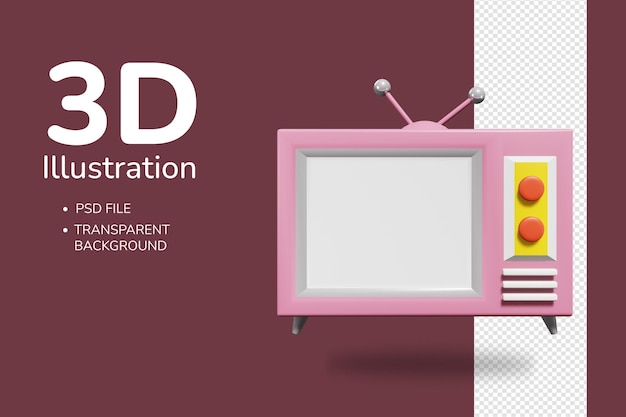 3D-Rendering eines Retro-Fernsehers