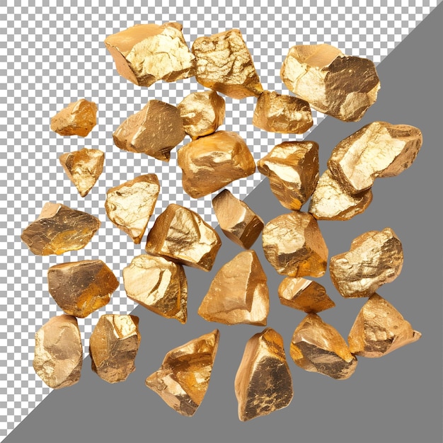 PSD 3d-rendering eines rohgoldstücks von nuggets transparenter hintergrund ai generiert