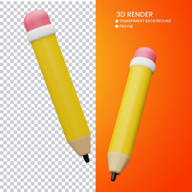 3d-rendering eines süßen bleistifts