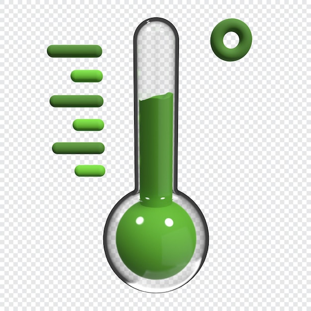 PSD 3d-rendering eines thermometers 3d-glasthermometer ökologie-thema 3d-rendering-illustration