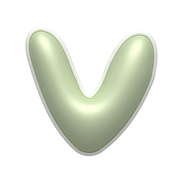 3D-Rendering eines weichen grünen Kissen in Form des Buchstaben V